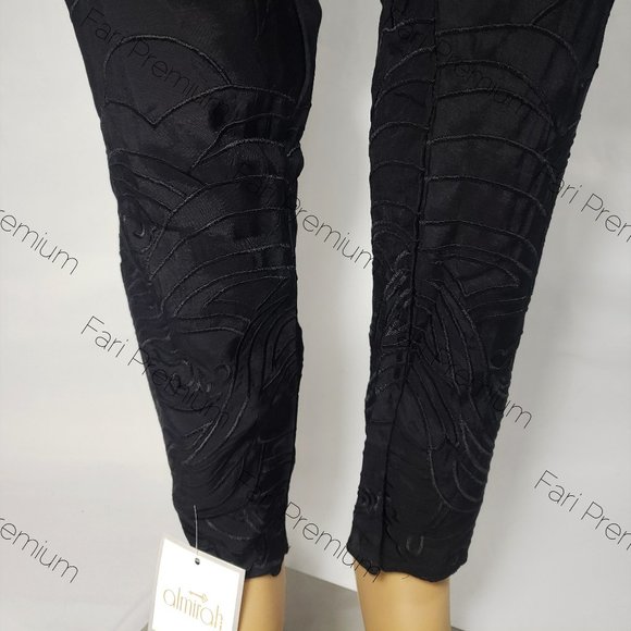 XS Black Trouser Pants Embroidered Viscose Almirah J. Brand Pakistani Indian NEW - Picture 3 of 3